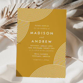 Invitación Boda de Swirl Geométrico Amarillo Mostaza