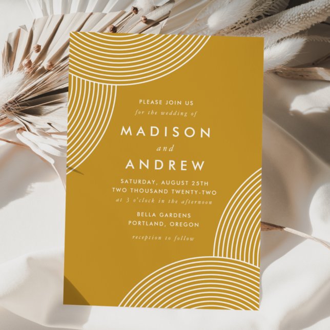 Invitación Boda de Swirl Geométrico Amarillo Mostaza (Subido por el creador)