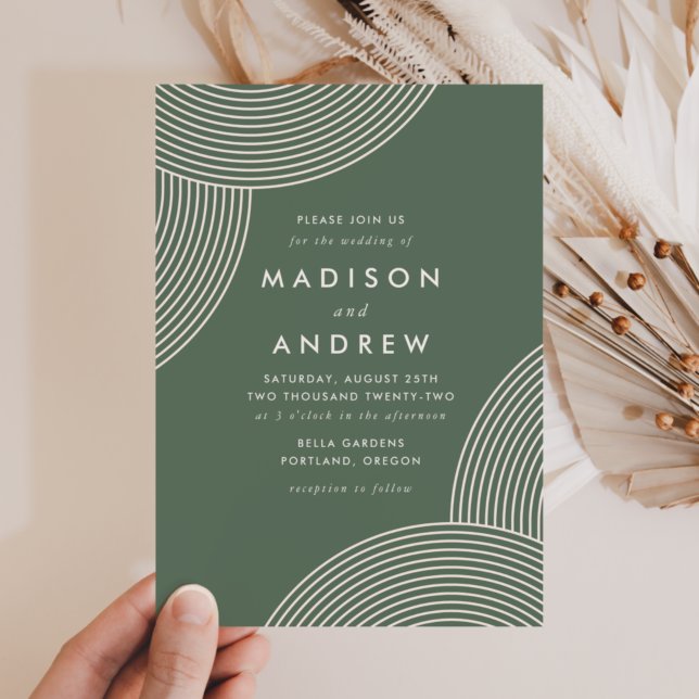 Invitación Boda de Swirl Geométrico Sage Green y Cream (Subido por el creador)
