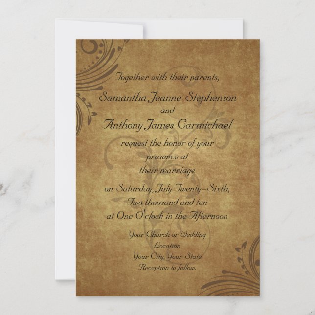 Invitación Boda de Swirl Vintage Antiguo Teastain Swirl (Anverso)