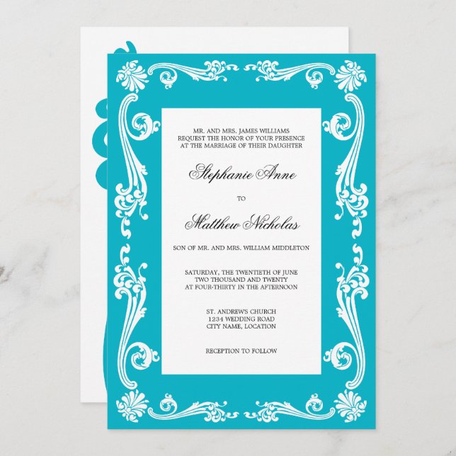 Invitación Boda de Swirls Cosmopolitan Flourish (Anverso / Reverso)