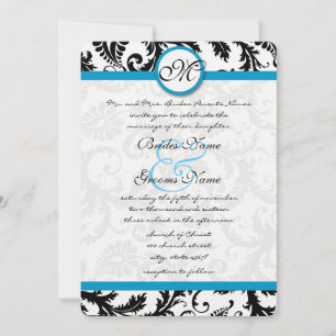 Invitación Boda de Swirls de Bright Aqua Damask