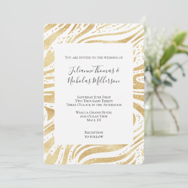 Invitación Boda de Swirls de Gold Glam Resumen (Anverso de pie)