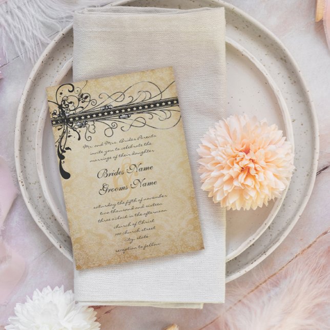 Invitación Boda de Swirls Funky Elegante Negro (Subido por el creador)