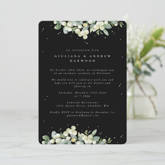 Invitación Boda de Symphoricarpos+Eucalipto Recepción (Anverso de pie)