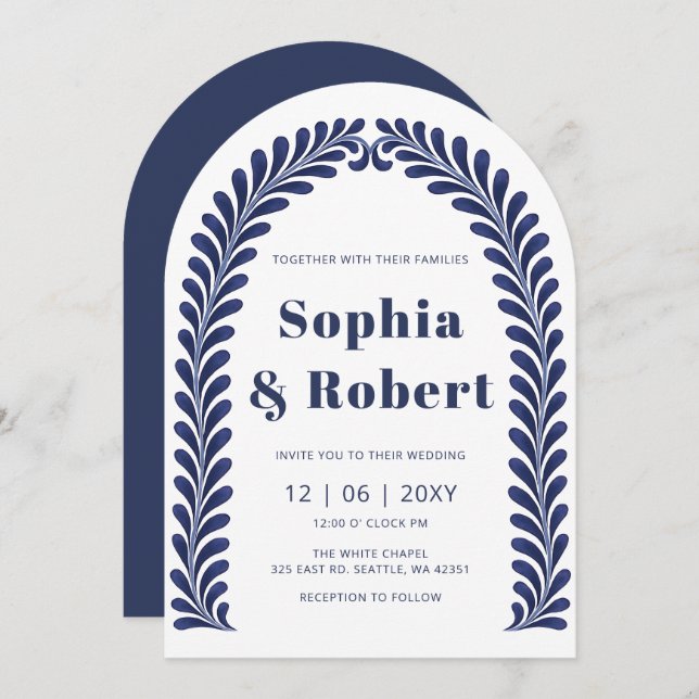 Invitación Boda de Talavera Azul (Anverso / Reverso)