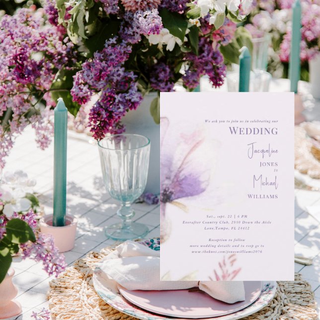 Invitación Boda de Tallo Floral de Lavanda Simple (Subido por el creador)