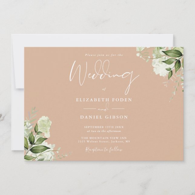 Invitación Boda de Tan Botanical Greenery Photo (Anverso)