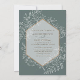 Invitación Boda de Tapices Florales Geométricas de Sage Green