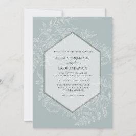 Invitación Boda de tapiz floral geométrico suave verde