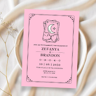 Invitación Boda de tarot rosado
