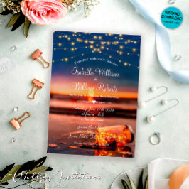 Invitación Boda de tarro de albañil de puesta de sol de veran