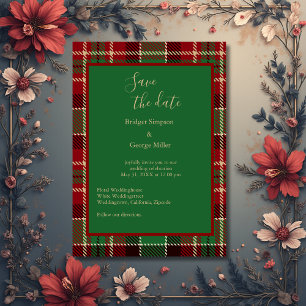 Invitación boda de tartán celta negro verde