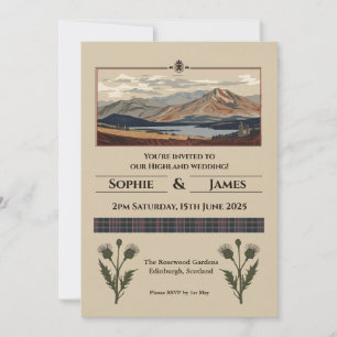 Invitación Boda de Tartán de Cardo en el Paisaje de las Tierr