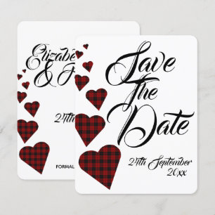 Invitación Boda de Tartán Rojo Guardar la Fecha