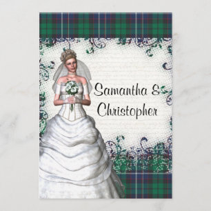 Invitación boda de tartán verde