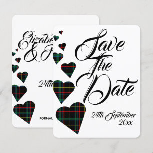 Invitación Boda de Tartán Verde Guardar la Fecha