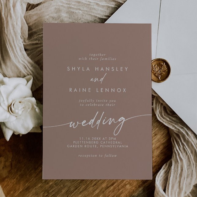 Invitación Boda de Taupe Neutral de la Moda Boho (Subido por el creador)