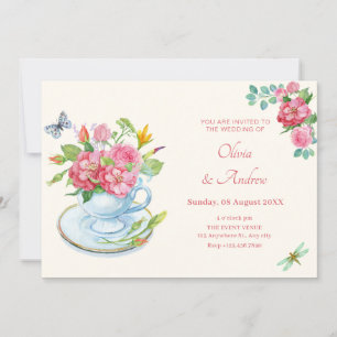 Invitación Boda de taza de té floral