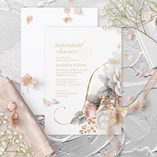 Invitación Boda de teatro floral ensayo Cena ID1022 (Subido por el creador)