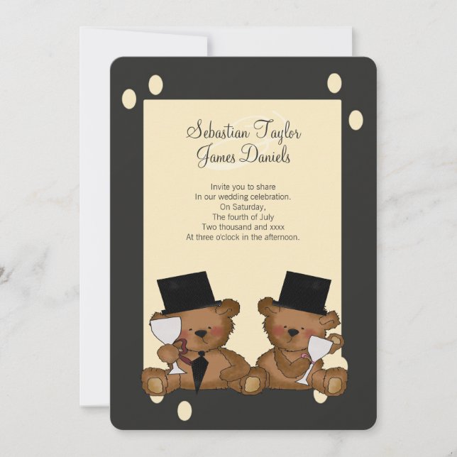 Invitación Boda de Teddy Bear Grooms (Anverso)