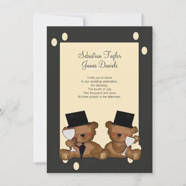Invitación Boda de Teddy Bear Grooms (Anverso)