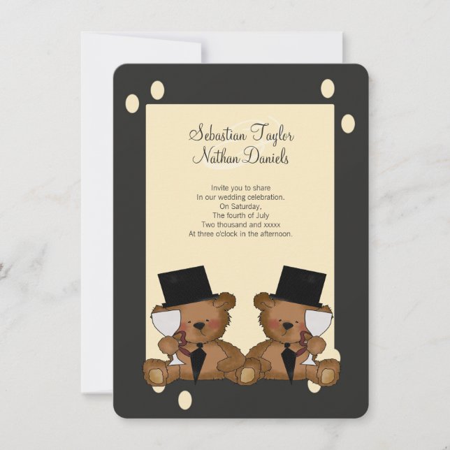 Invitación Boda de Teddy Bear Grooms (Anverso)