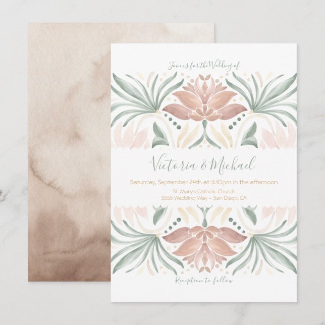 Invitación Boda de tejas de la floral tropical mexicana