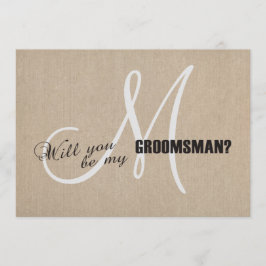 Invitación Boda de tela de lino rústico Be My Groomsman Invit