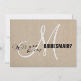 Invitación Boda de tela de lino rústico sé mi dama de honor