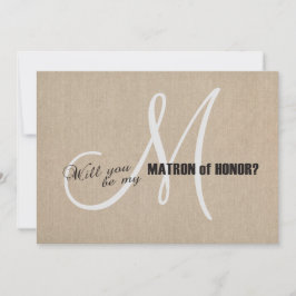 Invitación Boda de tela de lino rústico sea mi señoría de hon