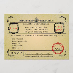 Invitación boda de telegrama de época