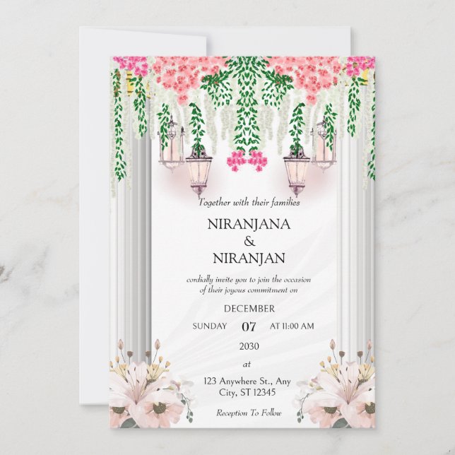 Invitación Boda de tema blanco (Anverso)