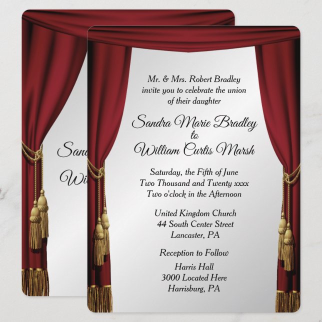 Invitación Boda de tema de película de pantalla plateada (Anverso / Reverso)