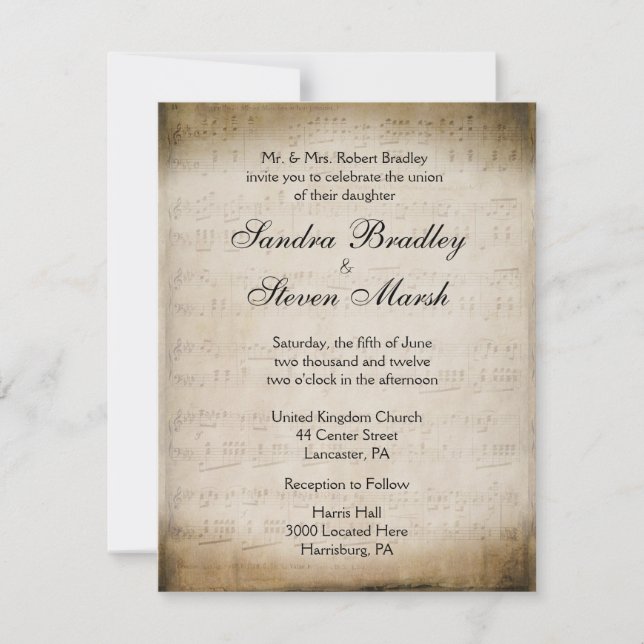 Invitación Boda de tema musical (Anverso)