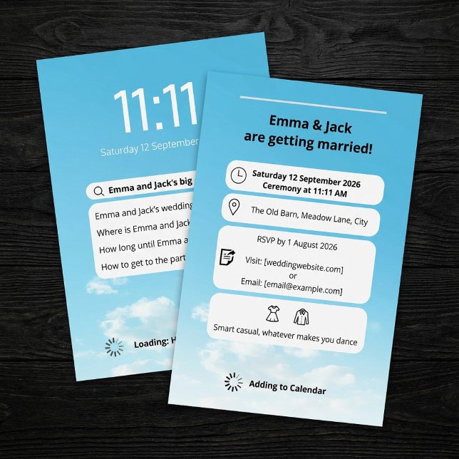 Invitación Boda de temas de búsqueda de pantalla de teléfono  (Modern Phone Screen search theme wedding Invitation.)