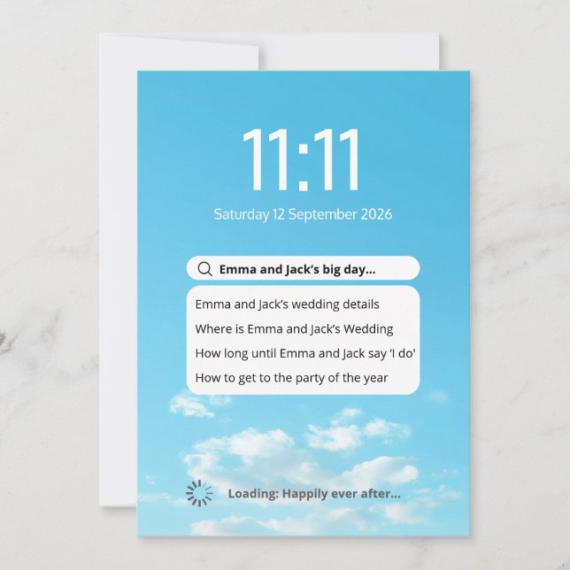 Invitación Boda de temas de búsqueda de pantalla de teléfono  (Anverso)