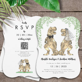 Invitación Boda de temas de dinosaurios Código QR