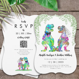 Invitación Boda de temas de dinosaurios Código QR