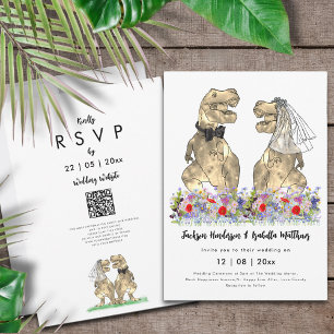 Invitación Boda de temas de dinosaurios Código QR