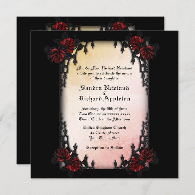 Invitación Boda de temas del barrio francés victoriano / Góti (Anverso / Reverso)