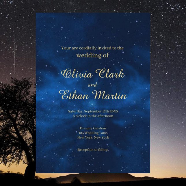 Invitación Boda de temas del cielo nocturno de Galaxy Celeste (Subido por el creador)