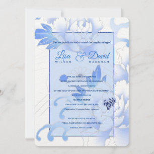 Invitación Boda de templo y recepción invitan a las peonías a
