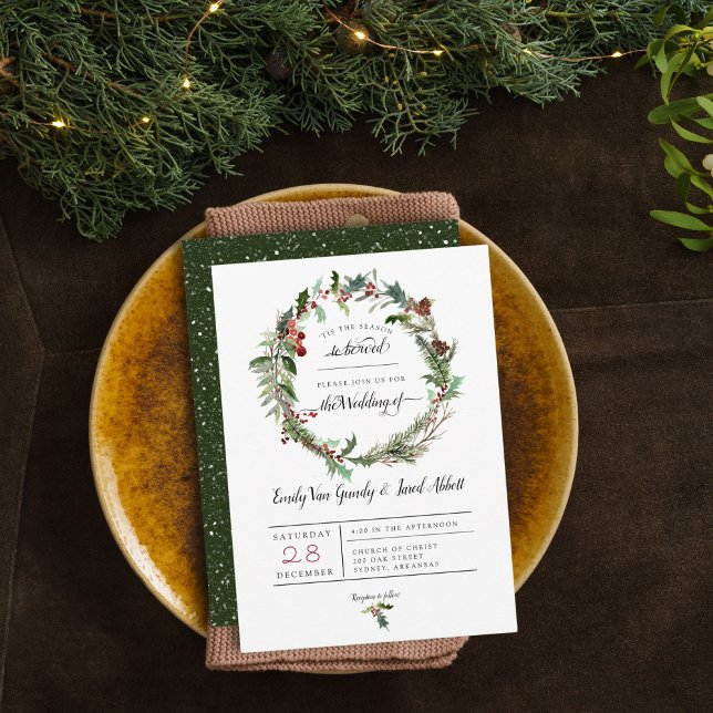 Invitación Boda de temporada de navidades (A Christmas season wedding invitation with bespoke styling. Classy, elegant, unique)