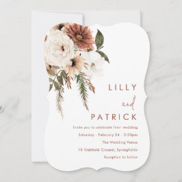 Invitación Boda de Tendencia Bohemiana Floral Terracotta