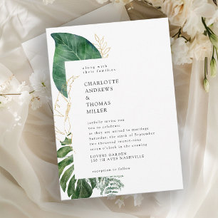 Invitación Boda de Tendencia de Planta Tropical Elegante