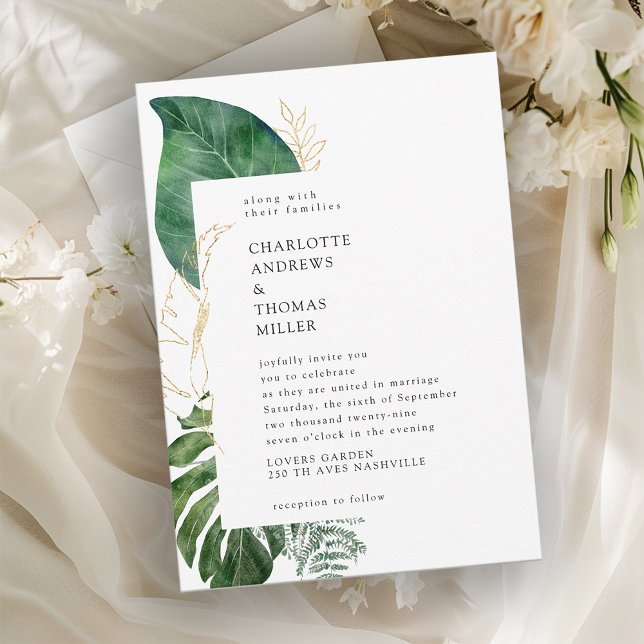 Invitación Boda de Tendencia de Planta Tropical Elegante (Subido por el creador)