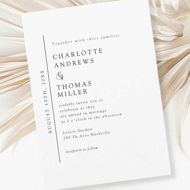 Invitación Boda de tendencia elegante y blanca (Modern, minimalist, trending, white, wedding invitation.)