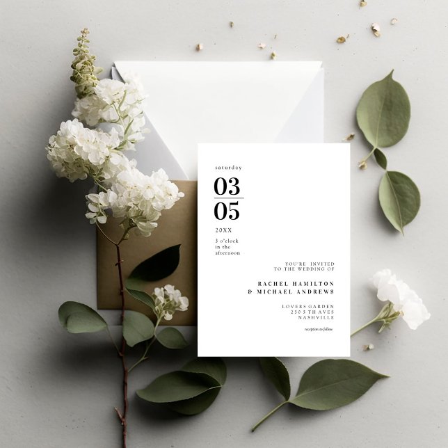 Invitación Boda de tendencias mínimas en negrita (Bold Minimal Trending Wedding Invitation.)