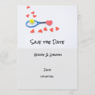 Invitación Boda de tenis con raqueta y corazones
